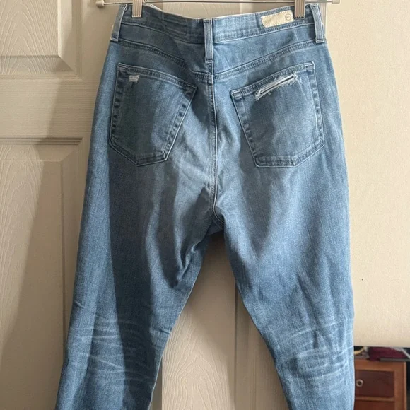 AG Adriano Goldschmied Women's Distressed Blue Jeans - Picture 4 of 8